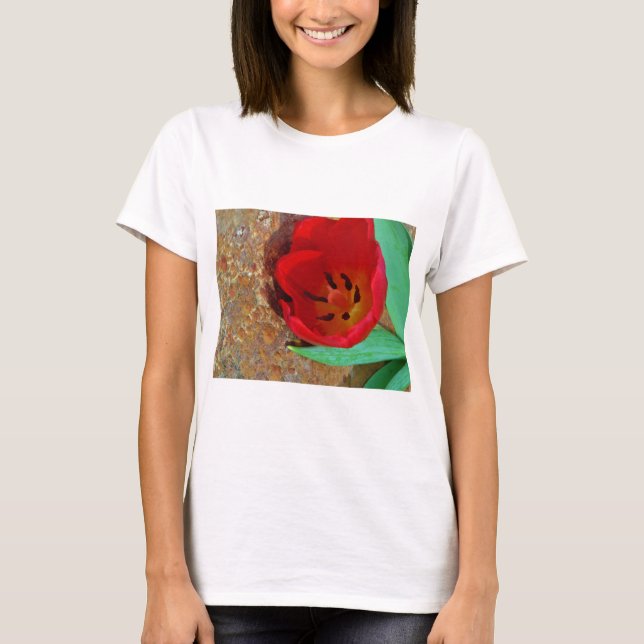 Camiseta Tulipán rojo y amarillo primavera (Anverso)