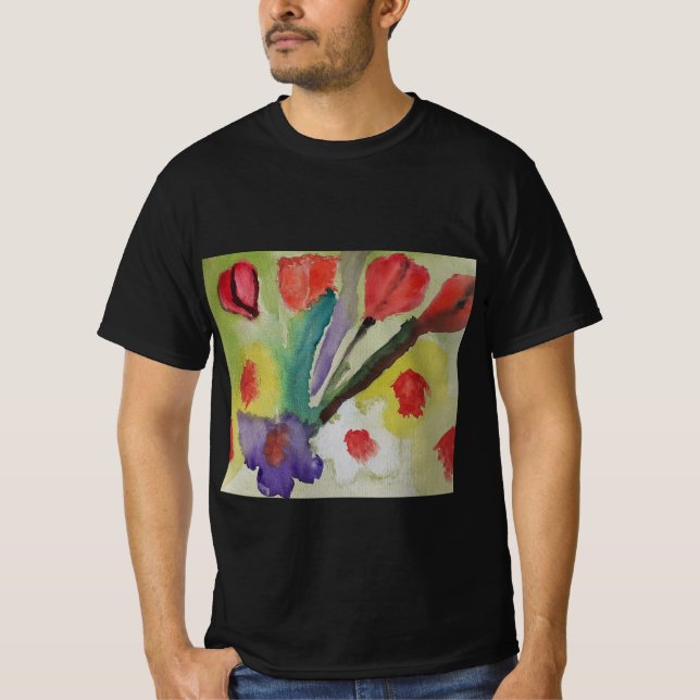Camiseta Tulipanes abstractos y flores de primavera (Anverso)