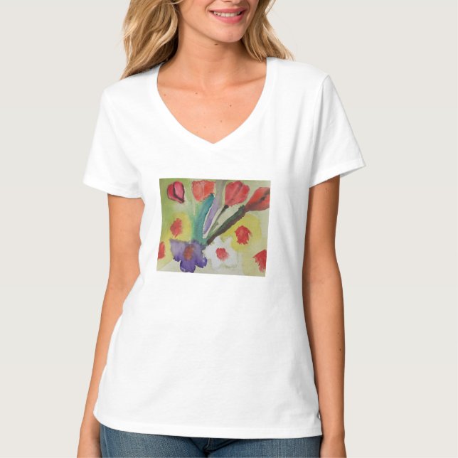 Camiseta Tulipanes abstractos y flores de primavera (Anverso)