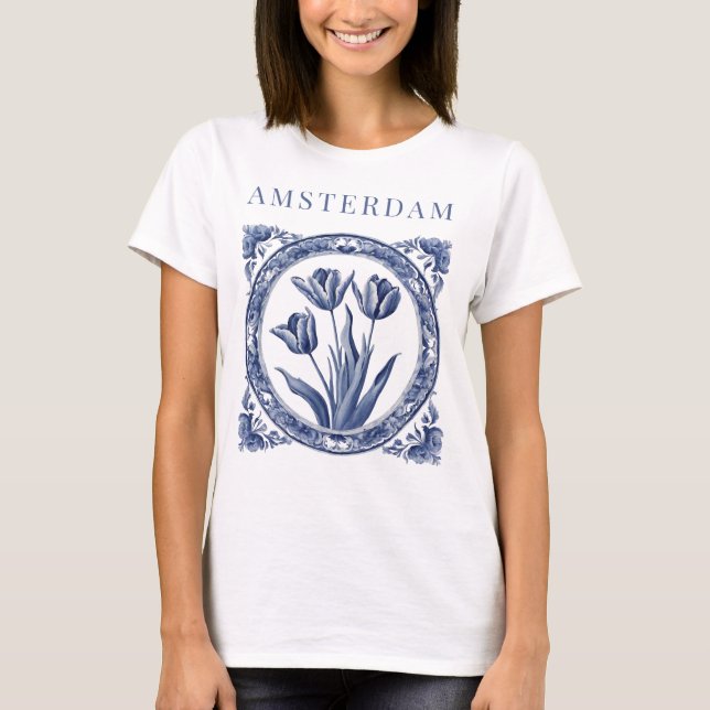 Camiseta Tulipanes Azules Delft Amsterdam  (Anverso)
