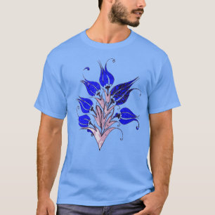 Camiseta Tulipanes azules en estilo artístico otomano turco