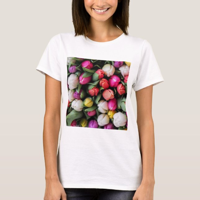 Camiseta Tulipanes Flores Coloridas Primavera de Pascua (Anverso)