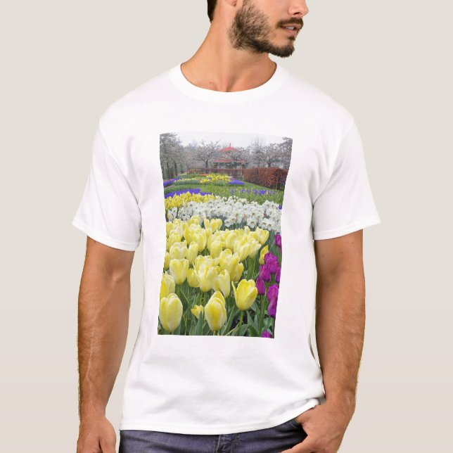 Camiseta Tulipanes, narcisos y flores de jacinto de uva, (Anverso)