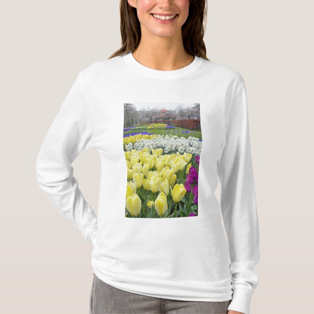 Camiseta Tulipanes, narcisos y flores de jacinto de uva, (Anverso)