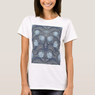 Camiseta Tulipanes Retro Nouveau en azul y estaño