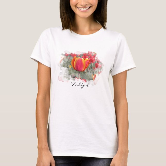 Camiseta Tulipanes rojos y amarillos (Anverso)
