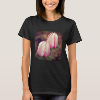 Camiseta Tulipanes rosas Gotas de lluvia Naturaleza floral