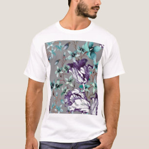 Camiseta Tulipanes Violetas: Flores Gris