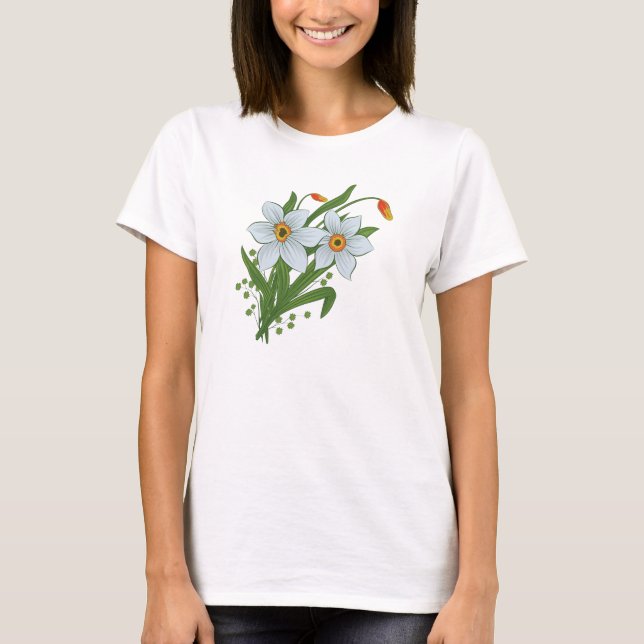 Camiseta Tulipanes y flores de narcisos (Anverso)