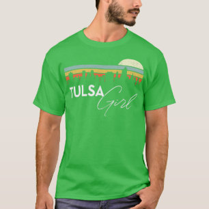 Camiseta Tulsa Chica Retro Sunset City Skyline Souvenir
