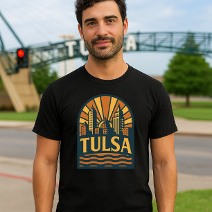 Camiseta Tulsa Oklahoma Emblema retro Art Deco
