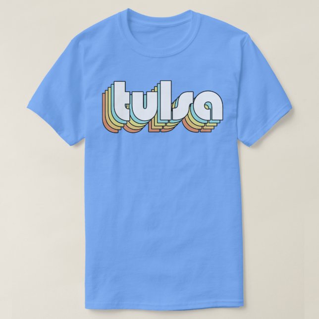 Camiseta Tulsa Retro Rainbow Typography Style (Diseño del anverso)