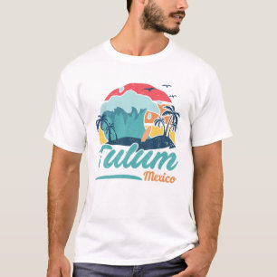 Camiseta Tulum Mexico Beach Summer Surfing Sunset Palm Tree