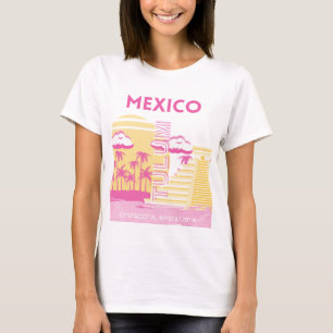 Camiseta Tulum, Viajes, Preppy Art, Rosa