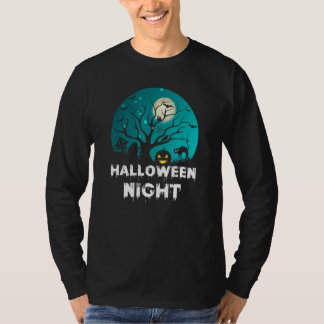 Camiseta Tumba de calabaza grabada con escoba de Halloween