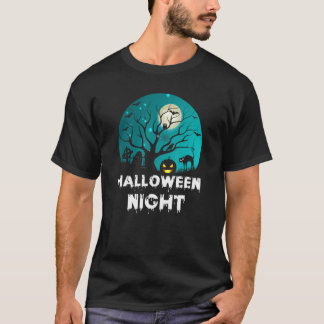 Camiseta Tumba de calabaza grabada con escoba de Halloween
