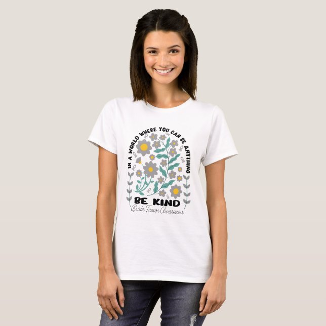 Camiseta Tumor De Cerebro Floral Boho Sé Amable (Anverso completo)