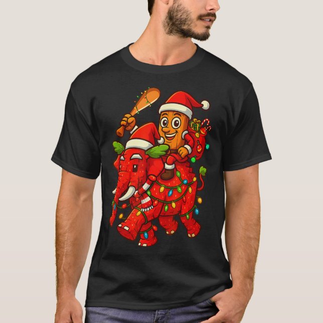 Camiseta Tung Tung Sahur Riding Elephant Christmas Italian  (Anverso)