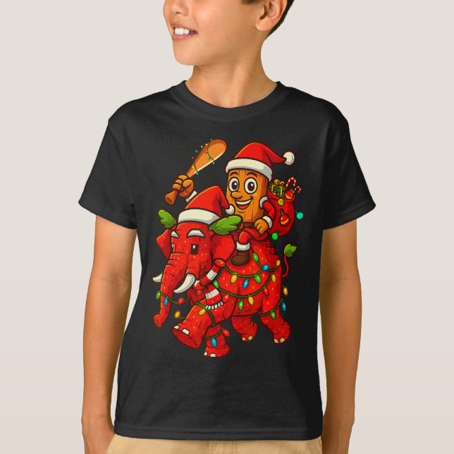 Camiseta Tung Tung Sahur Riding Elephant Christmas Italian  (Anverso)