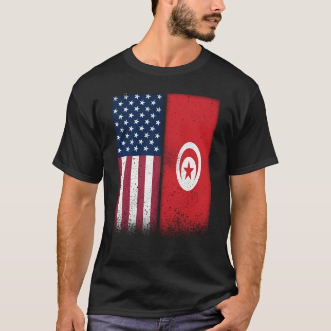 Camiseta Tunisian Flag USA And Tunisia Flags Proud Tunisia (Anverso)