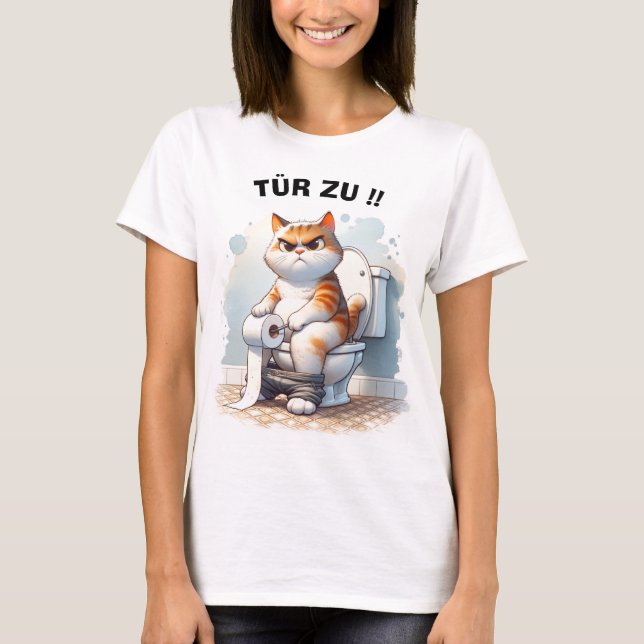 Camiseta Tür zu Katze am Klo  (Anverso)