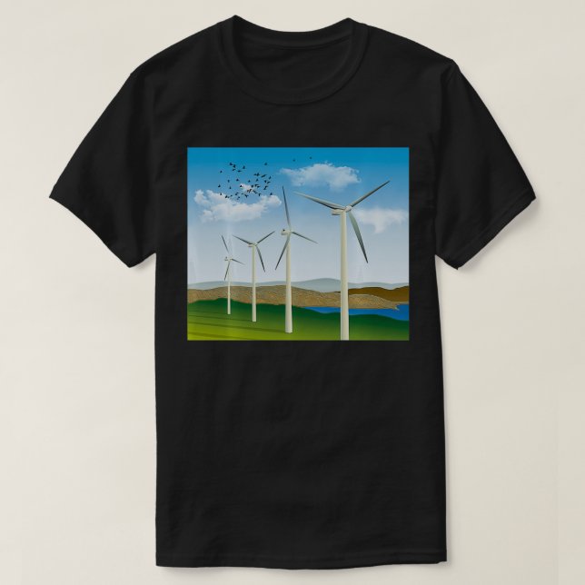 Camiseta Turbinas eólicas Energía Renovable Eléctrica (Diseño del anverso)
