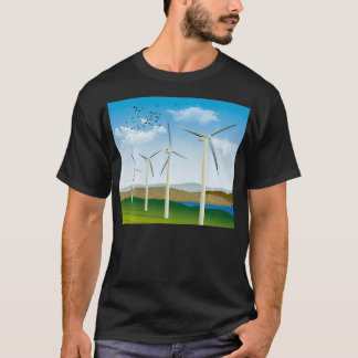 Camiseta Turbinas eólicas Energía Renovable Eléctrica