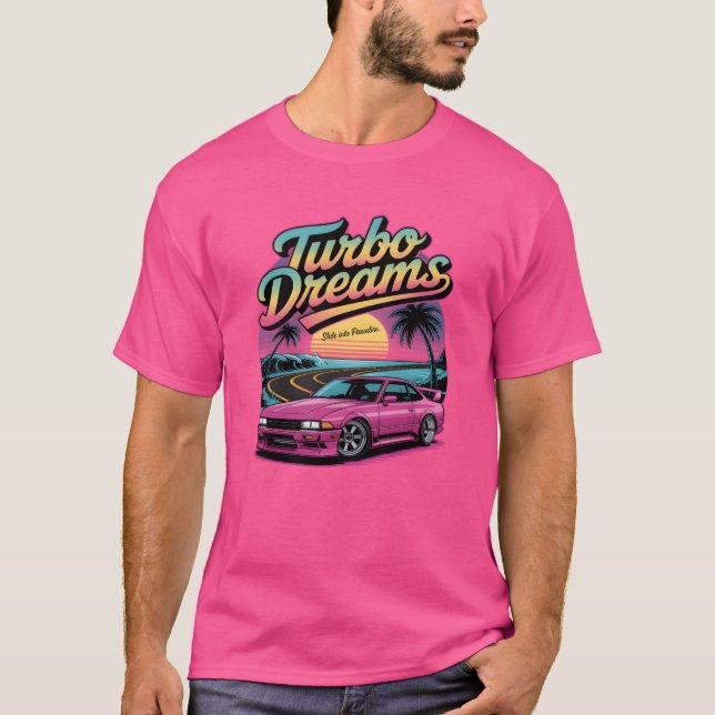 Camiseta Turbo Sueños Vaporwave JDM Drift Regalo familiar (Anverso)