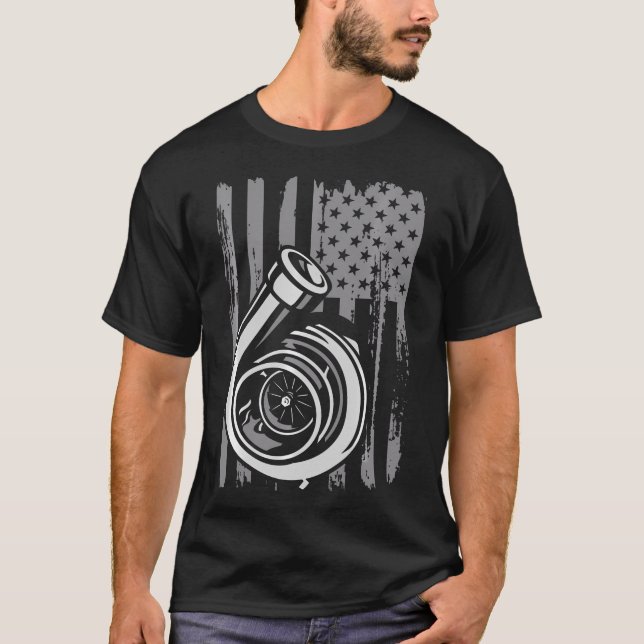 Camiseta Turbo Us Bandera Tuner Car Guy Carreras Entusiast (Anverso)