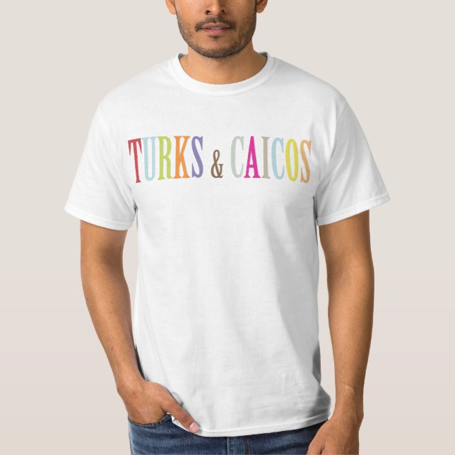 Camiseta Turcas y Caicos coloridos de PixDezines (Anverso)