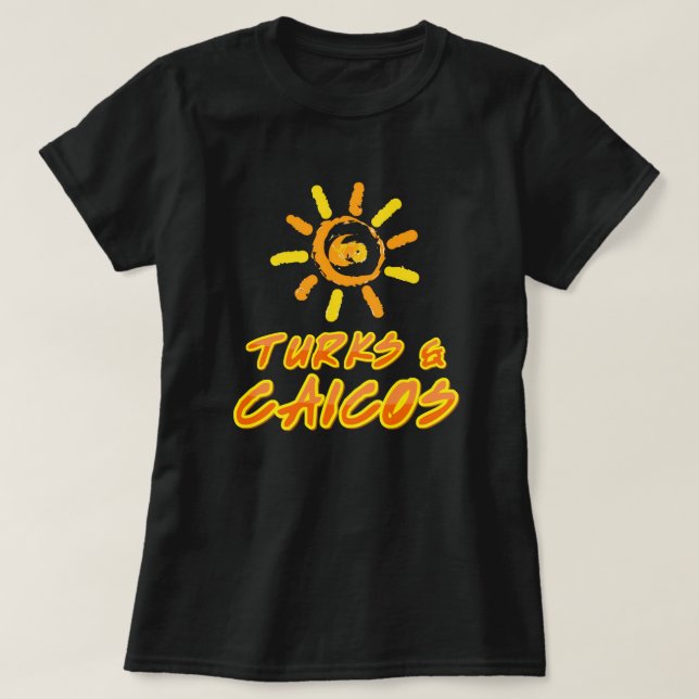 Camiseta Turcos y Caicos amarillo y naranja brillante (Diseño del anverso)