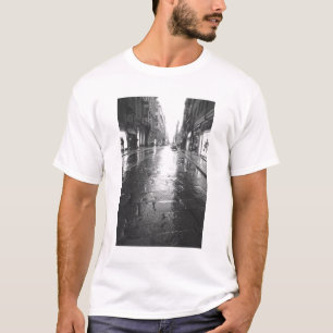 Camiseta Turín Italia, calle mojada por la noche