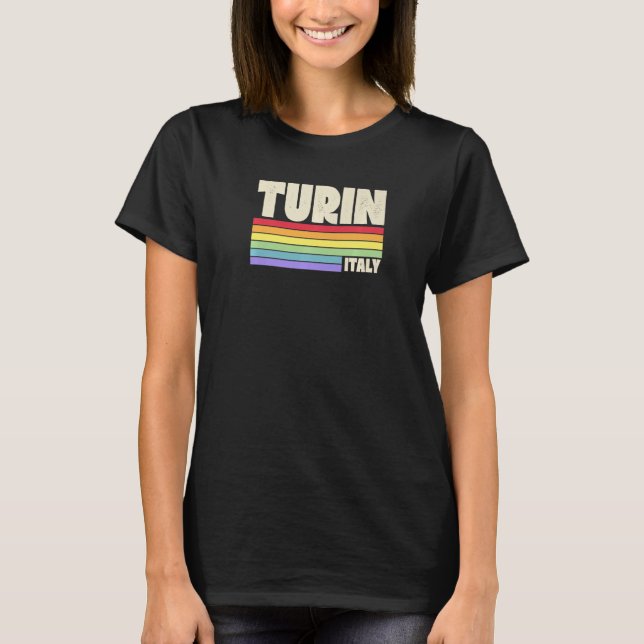 Camiseta Turín Italia Orgullo gay arcoiris Merch Retro años (Anverso)