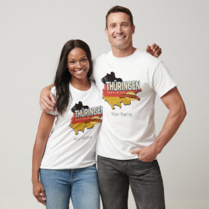 Camiseta Turingia Alemania Retro Estado Federal Mapa Vintag
