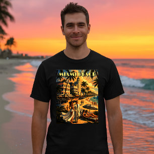Camiseta Turismo de Color Retro Art Deco de Miami Beach, Fl
