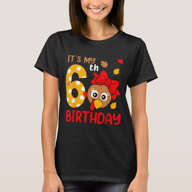 Camiseta Turkey 6th Birthday Autumn Thanksgiving Party Boy  (Anverso)