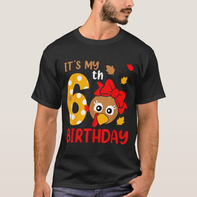 Camiseta Turkey 6th Birthday Autumn Thanksgiving Party Boy  (Anverso)