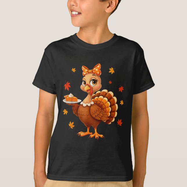 Camiseta Turkey Coquette Bow E Turkey Day Girls Fall Thanks (Anverso)