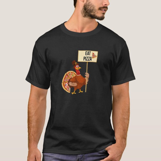 Camiseta Turkey Eat Pizza Adult Vegan Kids  Thanksgiving (Anverso)