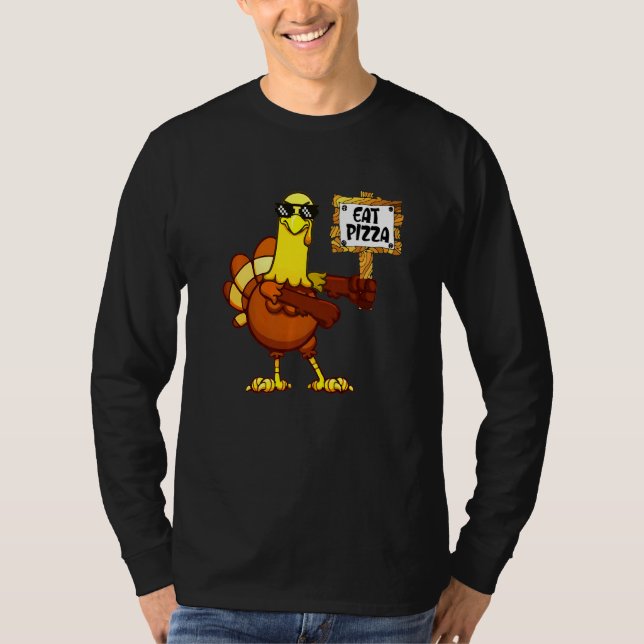 Camiseta Turkey Eat Pizza Adult Vegan Kids   Thanksgiving   (Anverso)