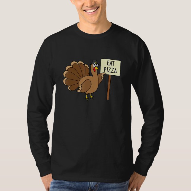Camiseta Turkey Eat Pizza Adult Vegan Kids   Thanksgiving (Anverso)