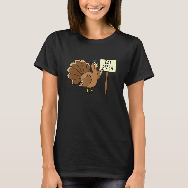 Camiseta Turkey Eat Pizza Adult Vegan Kids   Thanksgiving (Anverso)