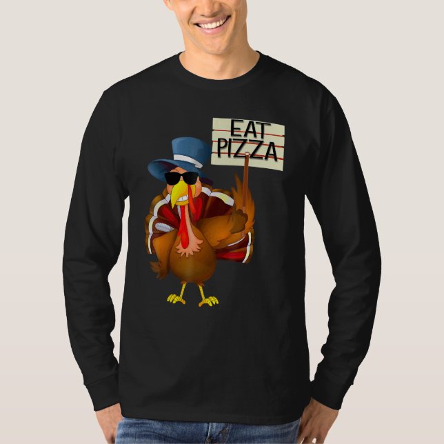 Camiseta Turkey Eat Pizza Adult Vegan Kids  Thanksgiving 10 (Anverso)