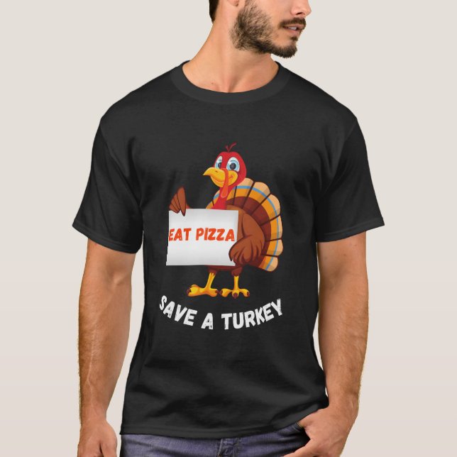Camiseta Turkey Eat Pizza Thanksgiving (Anverso)