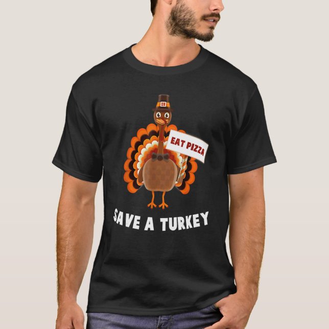 Camiseta Turkey Eat Pizza Thanksgiving  Boys Girls Kids (Anverso)