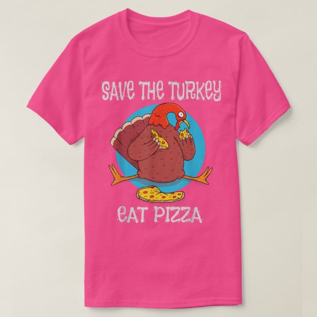 Camiseta Turkey eating a pizza over a blue circular backgro (Diseño del anverso)