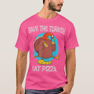 Camiseta Turkey eating a pizza over a blue circular backgro