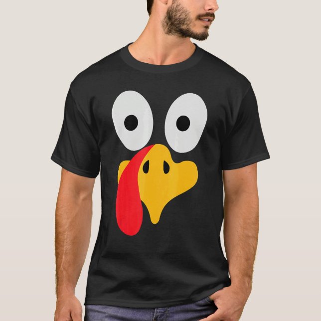 Camiseta Turkey Face Pilgrim  Thanksgiving Costume (Anverso)