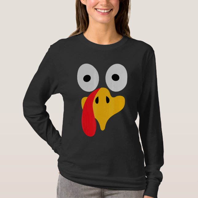 Camiseta Turkey Face Pilgrim  Thanksgiving Costume (Anverso)