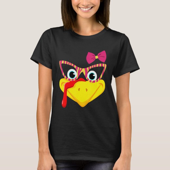 Camiseta Turkey Face  Thanksgiving Outfit For Kids Girls Wo (Anverso)